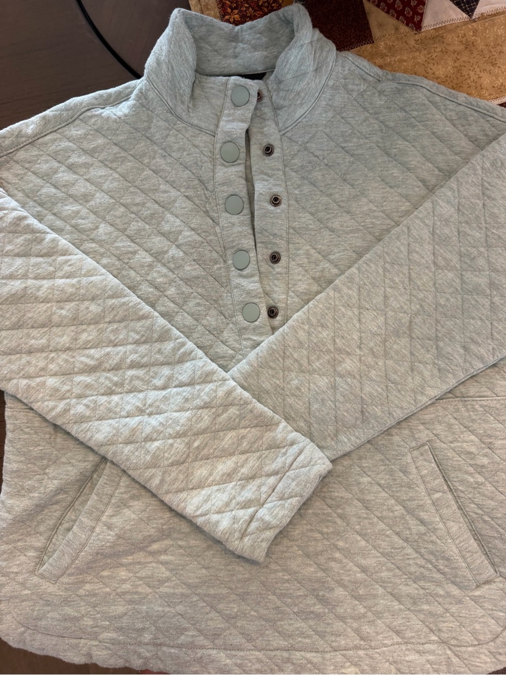 Eddie Bauer Light Gray Quilted Zip-Up Sweater